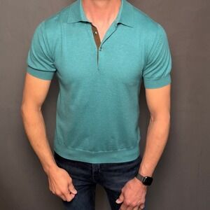 N.Peal London Mens Polo Shirt Knit Cotton Cashmere‎ Small